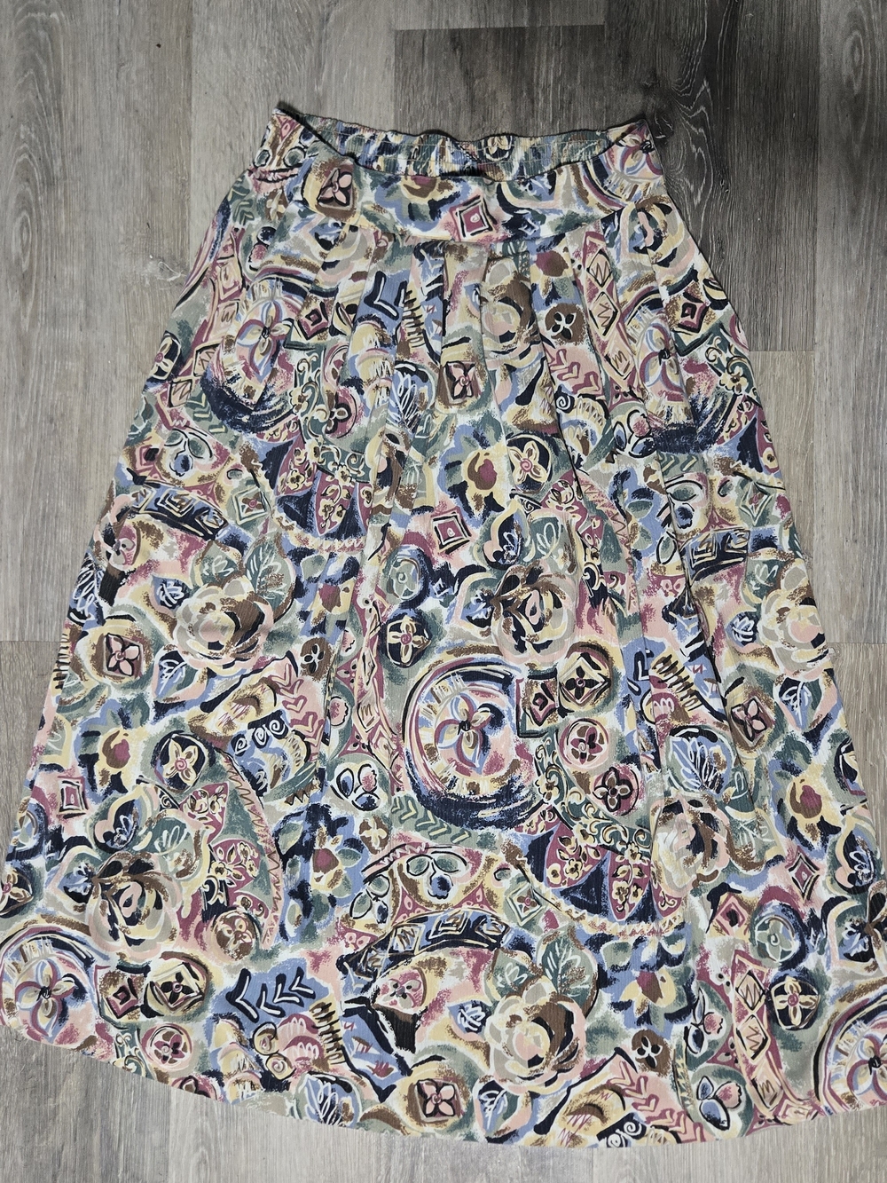 Vintage Tapestry High Waist Midi Whimsigoth Earthy Boho Pocket Skirt Size 14
